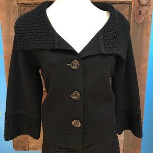 CAbi 502 Jackie O Cropped Black Cardigan Sweater